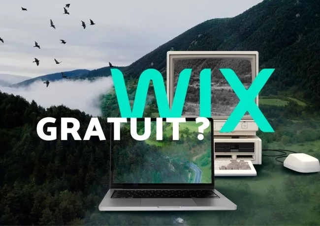 Un paysage deux ordinateurs et le message : Wix gratuit ?